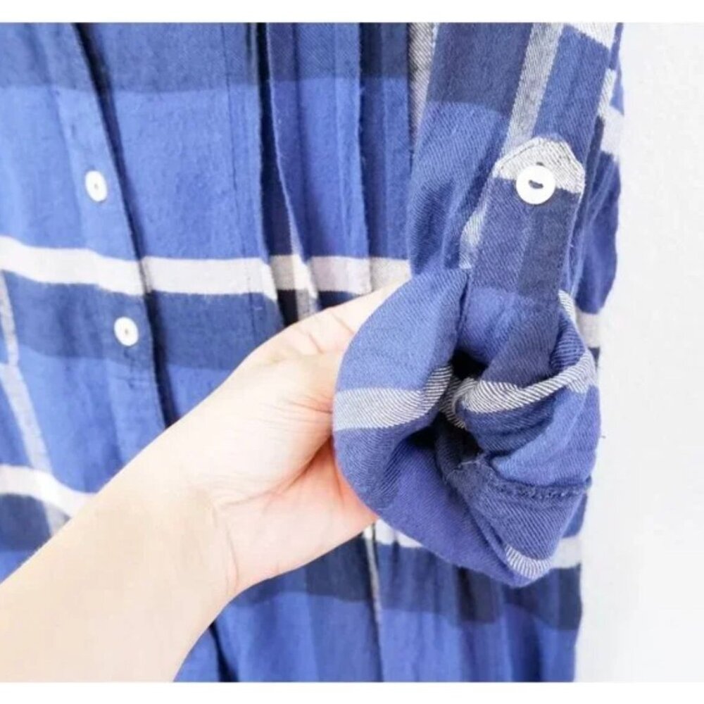 Anthropologie Holding Horses Blue Plaid Flannel Womens Shacket Top Women's Size - Picture 9 of 11